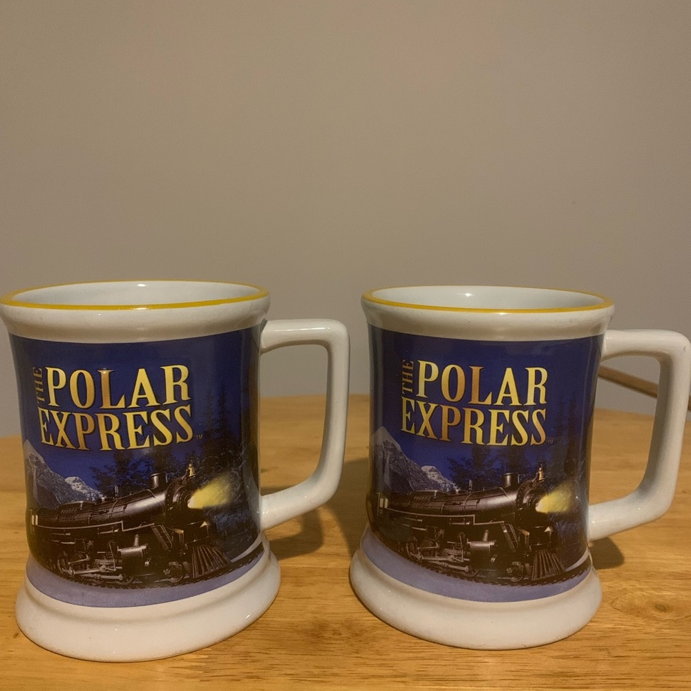 Two Polar Express 3D Coffee Mugs